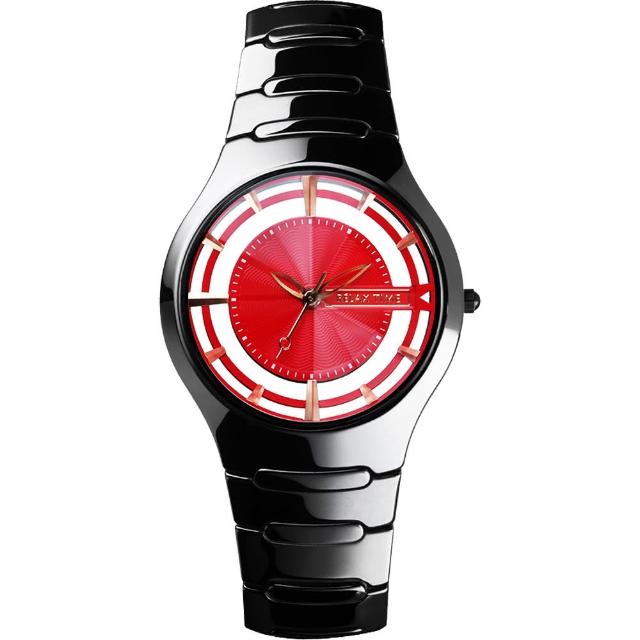 【Relax Time】RT57 優雅鏤空陶瓷手錶-紅x黑/37mm 畢業禮物(RT-57-9)