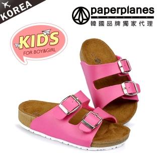 【PAPERPLANES韓國童鞋】正韓製/版型正常。經典兩帶式可調式金屬釦環涼拖鞋(7-7754粉紅/現貨)