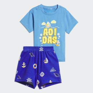 【adidas 愛迪達】上衣 中童 小童 男童 女童 短袖上衣 運動 藍 IA5310
