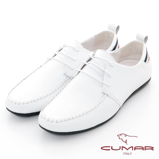 【CUMAR】時尚穿搭真皮休閒鞋(白色)