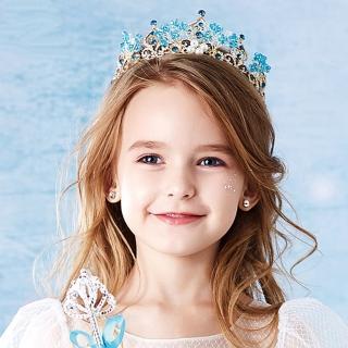 【UNICO】兒童 艾莎公主風藍色水鑽表演拍照最佳配飾皇冠(髮飾/配件/聖誕)