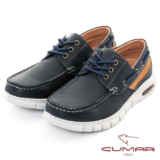 【CUMAR】舒適真皮帥氣休閒鞋(藍色)