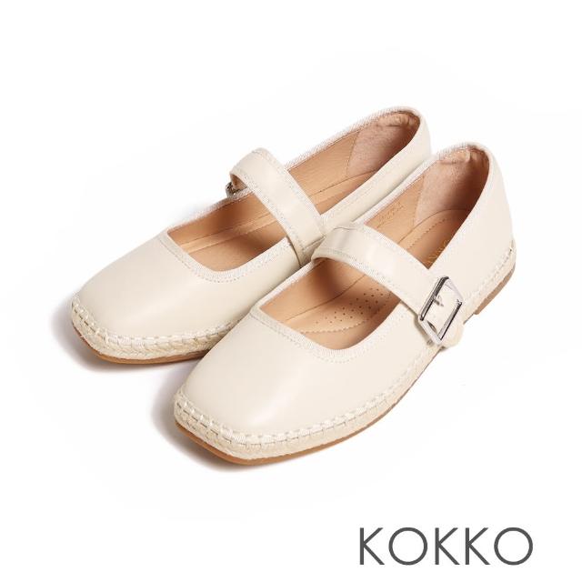 【KOKKO 集團】輕鬆派女孩方楦瑪莉珍編織休閒鞋(白色)