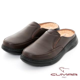 【CUMAR】舒適氣墊真皮穆勒鞋(咖啡色)