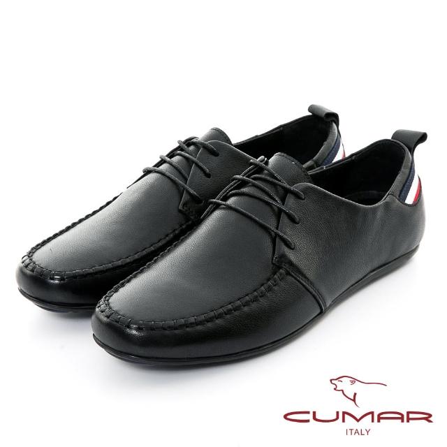 【CUMAR】時尚穿搭真皮休閒鞋(黑色)