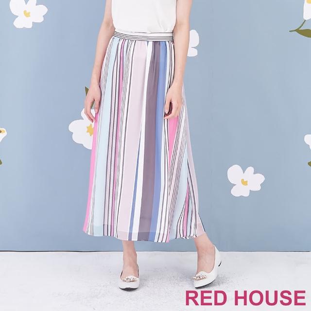 【RED HOUSE 蕾赫斯】繽紛配色條紋雪紡長裙(共2色)