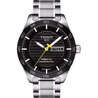 【TISSOT】PRS516 系列時尚機械錶-黑/42mm 女王節(T1004301105100)