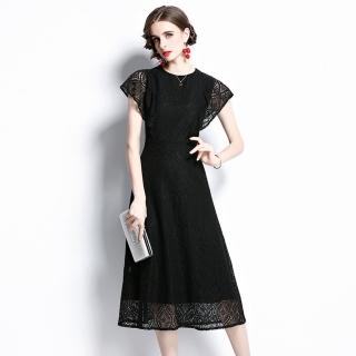 【M2M】玩美衣櫃蕾絲洋裝氣質黑色蕾絲連身裙S-2XL