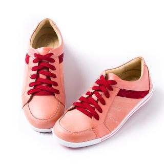 【ALAIN DELON】真皮綁帶女休閒鞋A75212(2色 棕色 粉色)
