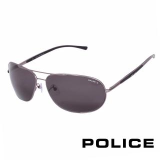 【POLICE】都會偏光飛行員太陽眼鏡(銀灰色 POS8691-627P)