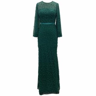 【女神婚紗禮服】極致輕奢珍珠魚尾宴會晚禮服 LA6556 綠色(年會主持人 晚宴服)