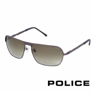 【POLICE】都會時尚飛行員太陽眼鏡(銀黑色 POS8745-0627)