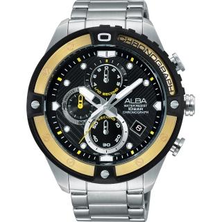 【ALBA】ACTIVE 夏日雙材質錶圈計時腕錶(黃VD57-X071Y)
