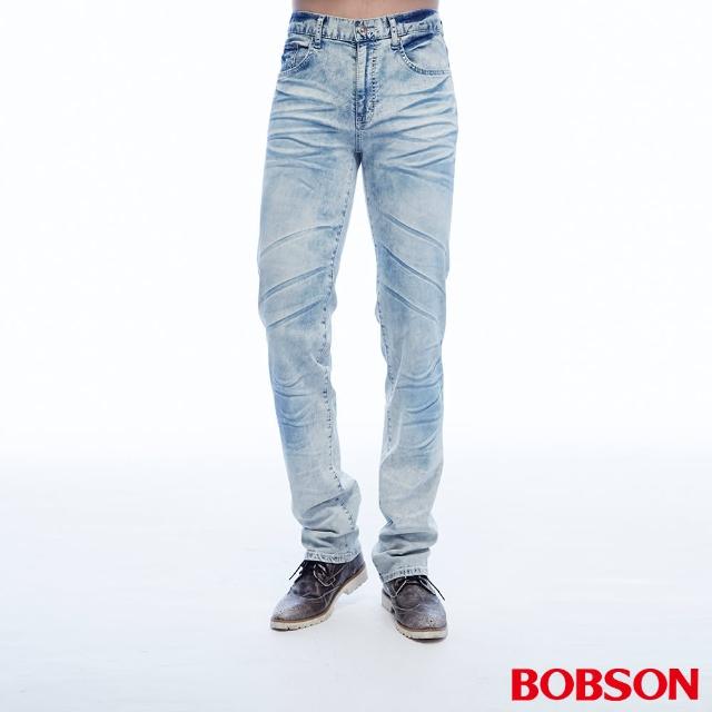【BOBSON】男款低腰壓摺直筒褲(1808-58)