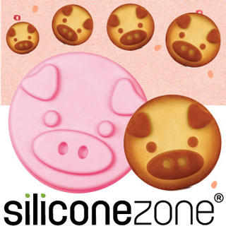 【Siliconezone】施理康耐熱粉紅小豬造型小蛋糕模-粉色(CM-11193-AA)