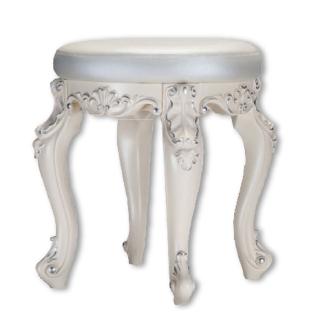 【AS雅司設計】路易絲歐式雕花銀白化妝椅(手工上漆描繪復古)