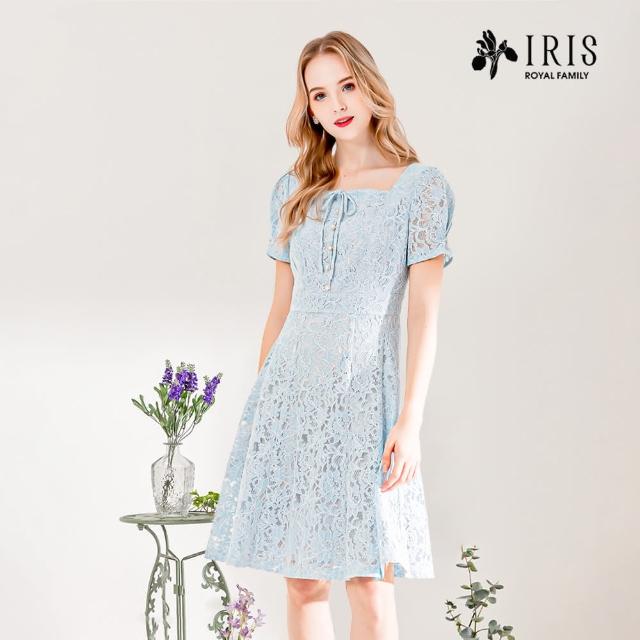 【IRIS 艾莉詩】氣質方領蕾絲洋裝-3色(32676)