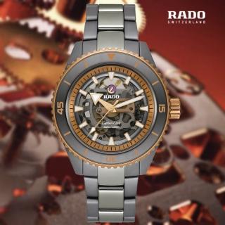 【Rado 雷達表】Captain Cook 庫克船長 高科技陶瓷鏤空腕錶-43mm R05(R32148162 防水300米)