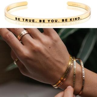 【mantraband】美國悄悄話手環 be true be you be kind 勇敢堅強 仁慈善良 金色(悄悄話手環)