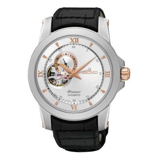 【SEIKO】Premier 典藏風格鏤空設計機械腕錶(銀x皮帶/4R39-00P0KS)
