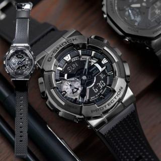 【CASIO 卡西歐】G-SHOCK 百搭酷黑時尚 金屬錶殼 人氣雙顯(GM-110BB-1A)