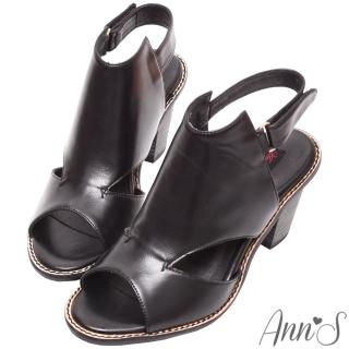 【Ann’S】時髦達人-後空靴型魚口粗跟涼鞋(黑)