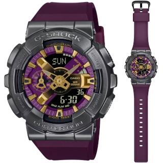 【CASIO 卡西歐】G-SHOCK 沙漠越野 金屬錶殼霧面半透明大圓雙顯錶-灰紫紅(GM-110CL-6A 防水200米)