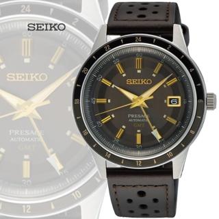 【SEIKO 精工】Presage Style60s GMT雙時區機械錶-棕色錶帶40.8mm_SK028(SSK013J1/4R34-00B0J)