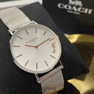 【COACH】COACH手錶型號CH00010(銀白色錶面銀錶殼銀色精鋼錶帶款)