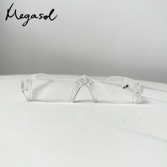 【MEGASOL】輕巧便攜摺疊旋轉老花眼鏡(透明款-201866)