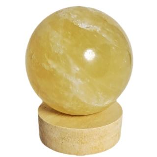 【十方佛教文物】黃冰晶球7.3公分&led燈座(大悲咒加持)