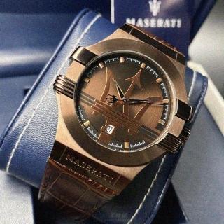 【MASERATI 瑪莎拉蒂】MASERATI手錶型號R8851108011(古銅色錶面古銅色錶殼咖啡色真皮皮革錶帶款)