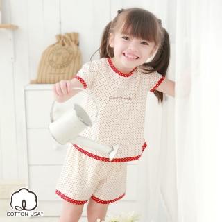 【annypepe】女童短袖居家服 純棉 點點印花-紅110-150(兒童內衣)