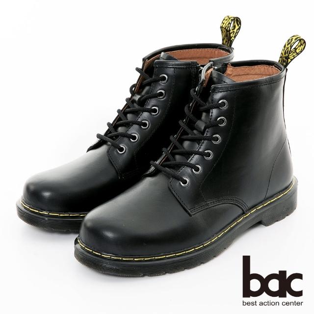 【bac】經典穿搭真皮綁帶馬汀靴(黑色)