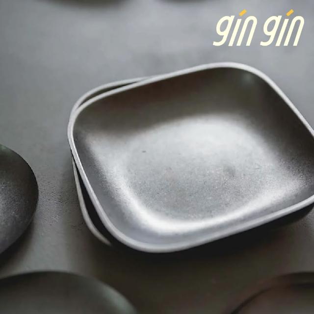 【gin gin】雪花磨砂不鏽鋼盤餐具_方形L 1入 長寬20.5cm(湯盤 餐具 餐盤 盤子 器皿 不銹鋼)