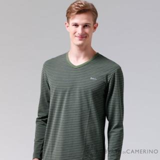 【ROBERTA諾貝達】台灣製 柔軟保暖 簡約條紋長袖POLO棉衫(綠黑)