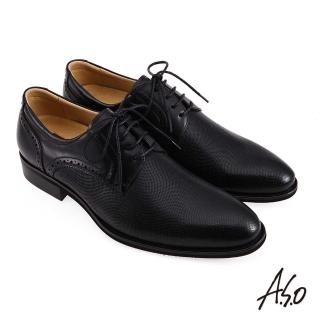 【A.S.O 阿瘦集團】健康按摩德比款沖孔綁帶紳士鞋(黑色)