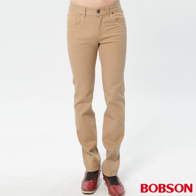 【BOBSON】男款低腰繡花彈性直筒褲(咖1800-72)