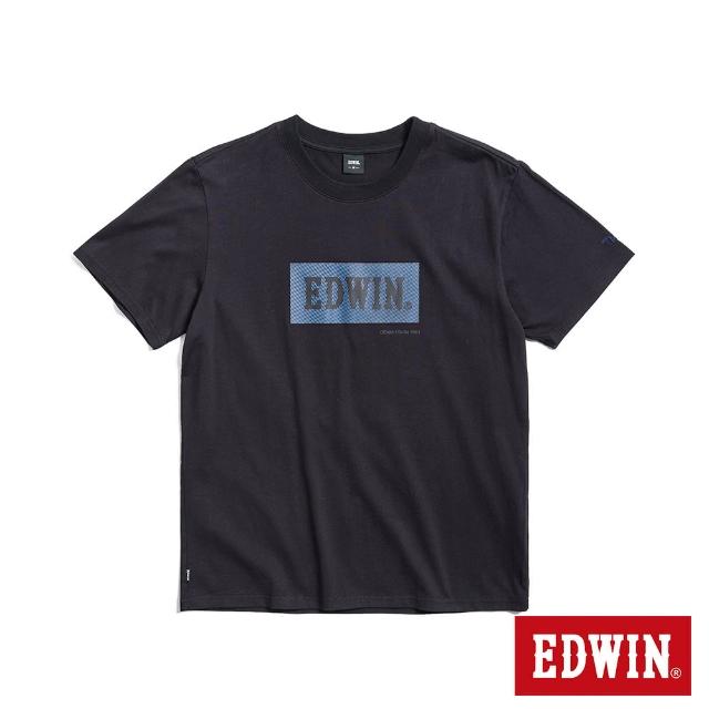 【EDWIN】男裝 斜紋BOX LOGO印花短袖T恤(黑色)