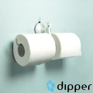 【dipper】強力吸盤壁掛-中(雙筒衛生紙架套組)
