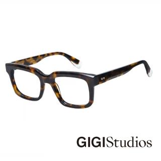 【GIGI Studios】方形立體時尚光學眼鏡(玳瑁 - DESCARTES-6781/2)