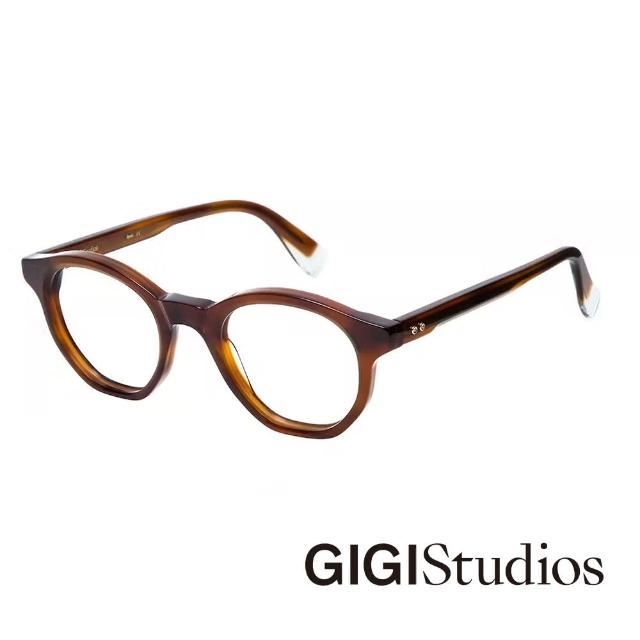 【GIGI Studios】曲折造型波士頓圓框光學眼鏡(玳瑁 - COPERNICO-6779/2)