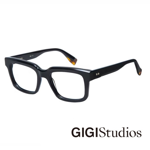 【GIGI Studios】方形立體時尚光學眼鏡(黑 - DESCARTES-6781/1)