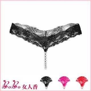 【BoBo女人香】華麗蕾絲珍珠按摩開檔內褲-性感情趣丁字褲(C2142-3)