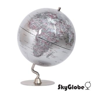 【SkyGlobe】12吋銀色時尚金屬底座地球儀(英文版)