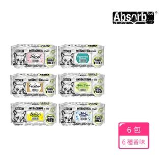 【Absorb Plus】寵物抗菌濕紙巾80抽*6包-六種味道 專為寵物弱酸體質設計(不含酒精防腐劑螢光劑/貓狗適用)
