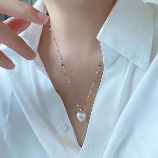 【SUMMER一夏】韓國設計時尚復古白色愛心滴釉立體項鍊(法式巴洛克風)