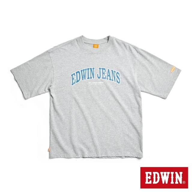 【EDWIN】男裝 橘標 大寬版拱型LOGO短袖T恤(銀灰色)