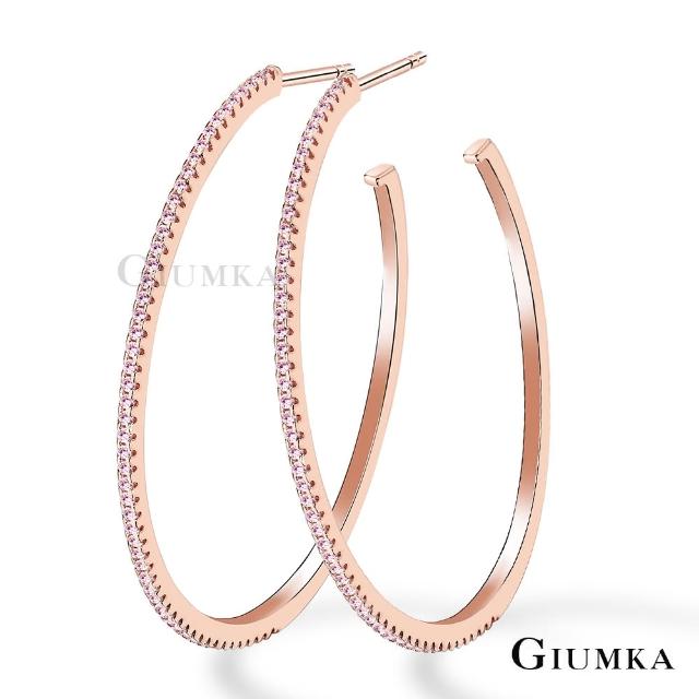 【GIUMKA】純銀耳環．C型．61mm．外圍粉鑽(夜店．送禮)