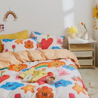 【LASOL 睡眠屋】100%精梳棉兩用被床包枕套組 加大(寶寶夢境B)
